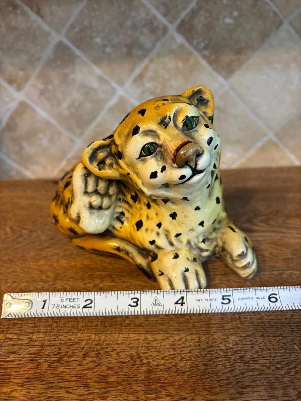 Vintage Hand-painted Ceramic Jaguar/Cheetah/Leopard Figurine -Made in Portugal
